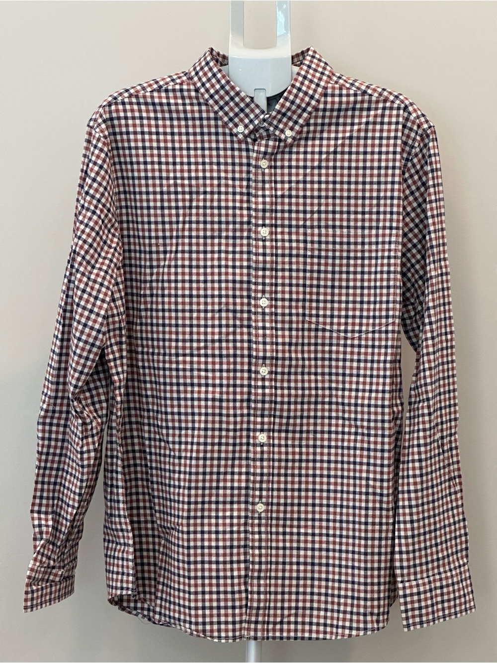 Goodfellow & Co Men’s Check Button-Down Shirt - Red, Blue & White